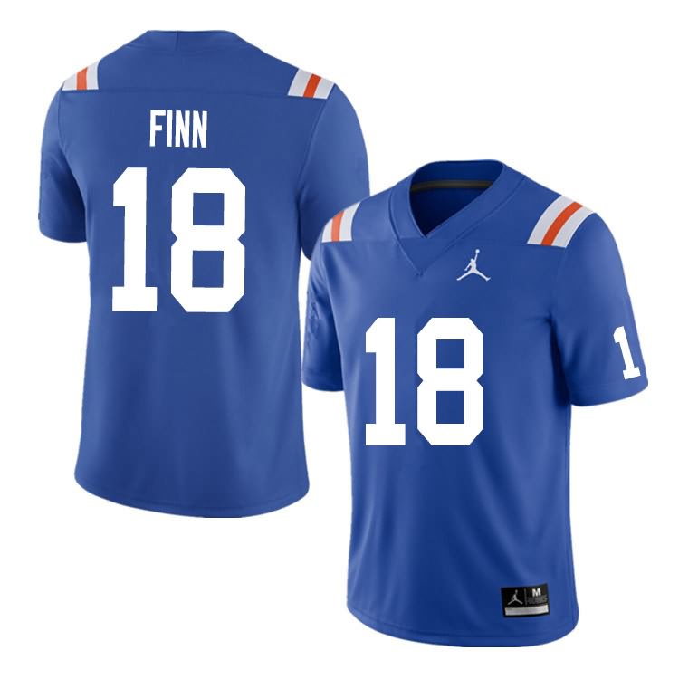 NCAA Florida Gators Jacob Finn Men's #18 Nike Blue Throwback Stitched Authentic College Football Jersey NPB8764KC